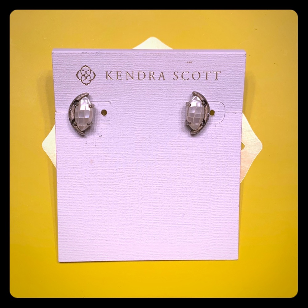 Kendra Scott Studs Silver White MOP Crackle